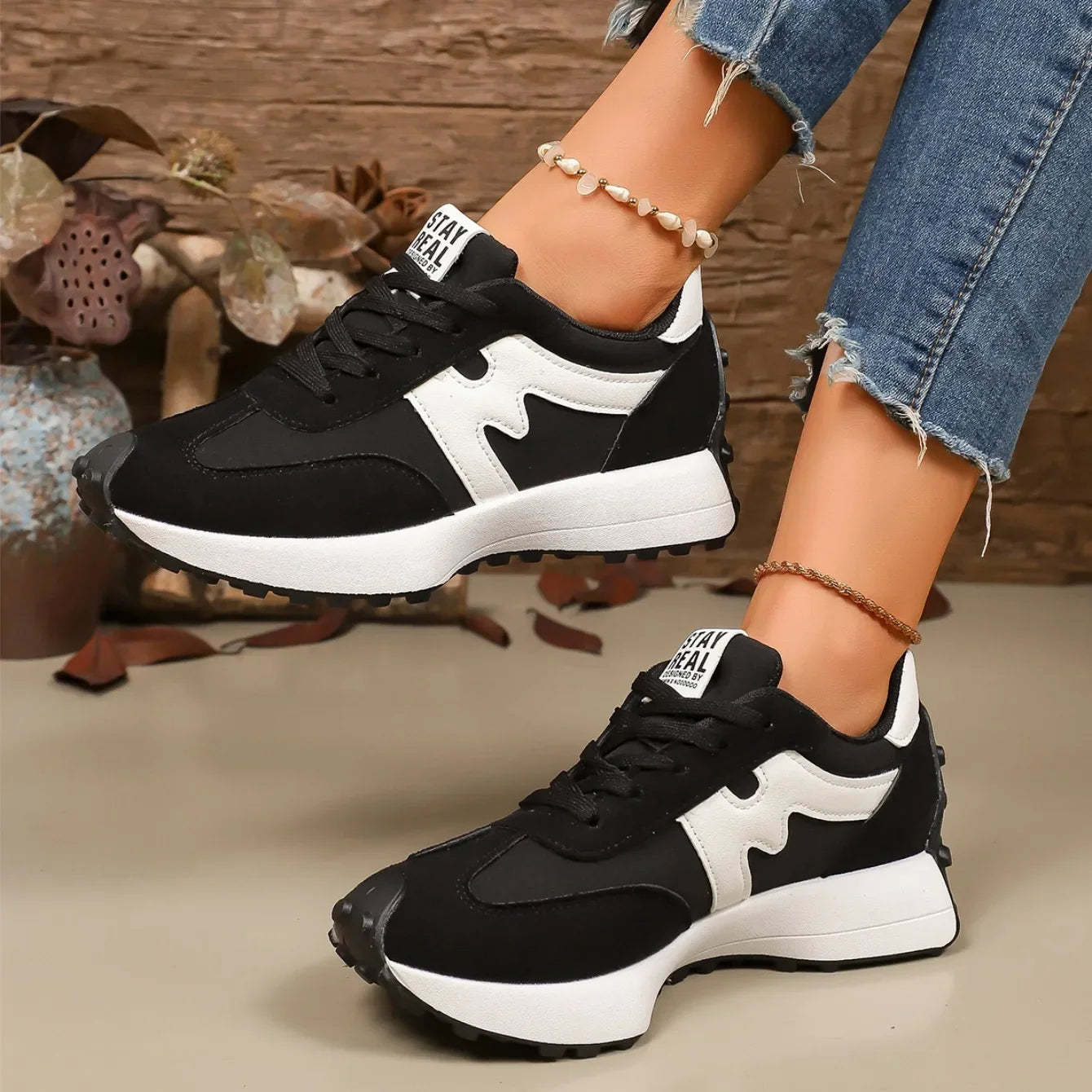 Striped Platform Sneakers Women