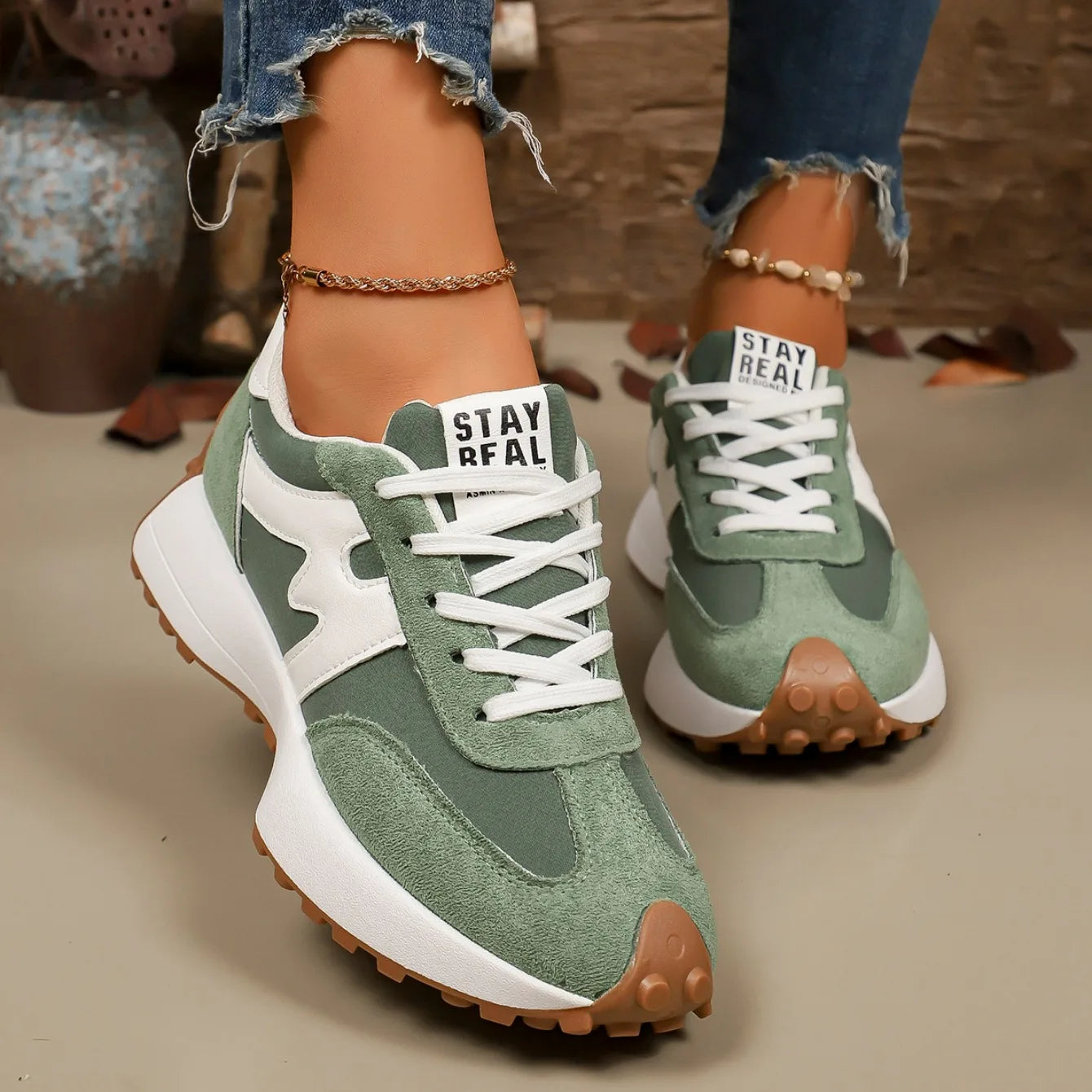 Striped Platform Sneakers Women
