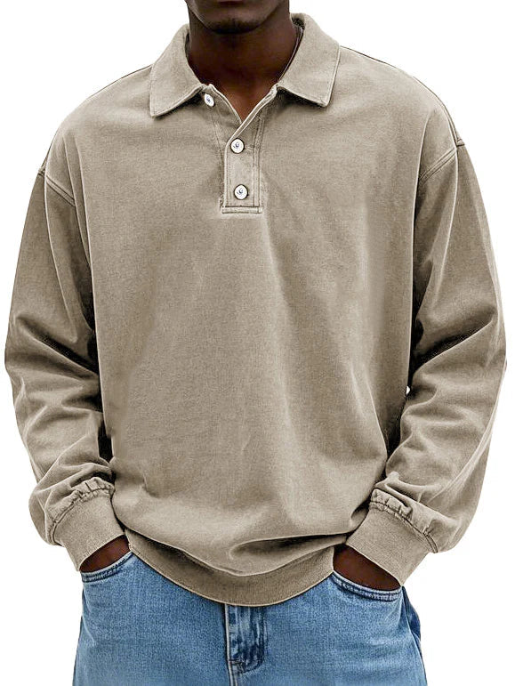 Stylish Long-Sleeved Polo Shirt