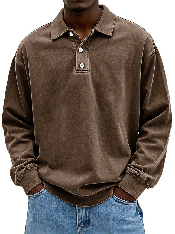 Stylish Long-Sleeved Polo Shirt