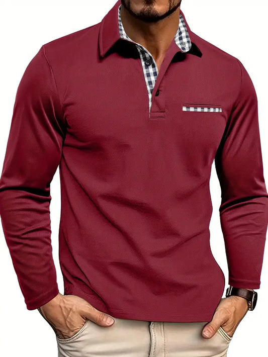 Stylish Men's Long Sleeve Polo - Comfort and Timelessness