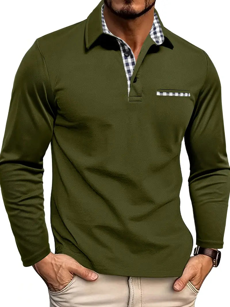 Stylish Men's Long Sleeve Polo - Comfort and Timelessness