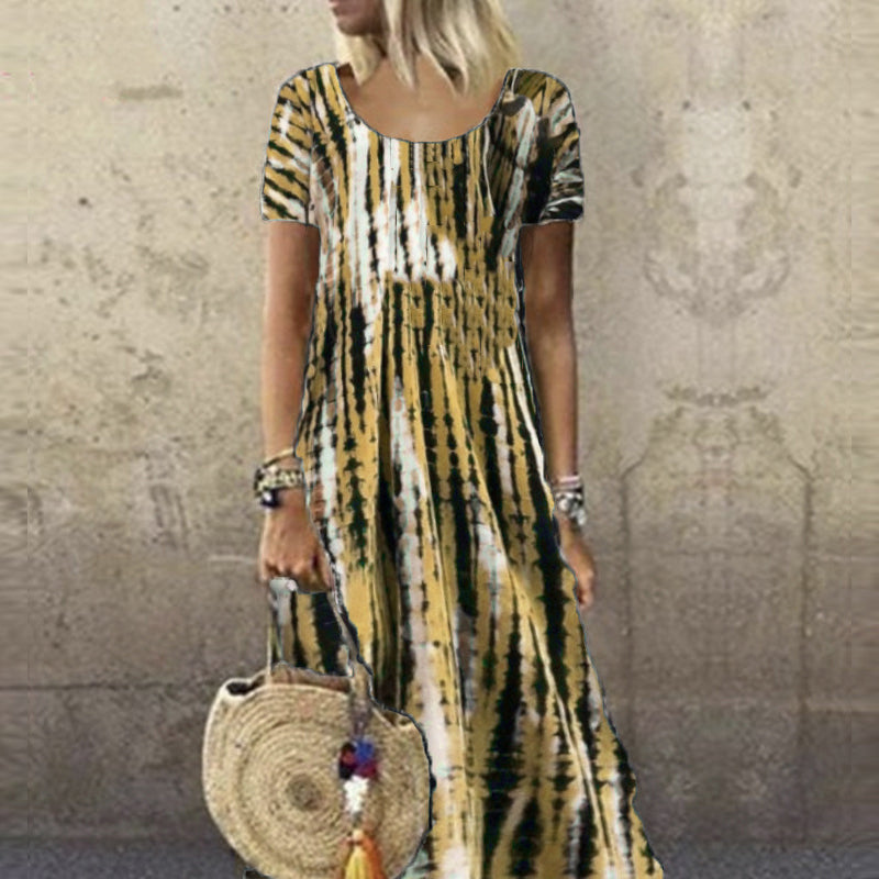 Summer Dress for Women with Round Neck in Tie-Dye