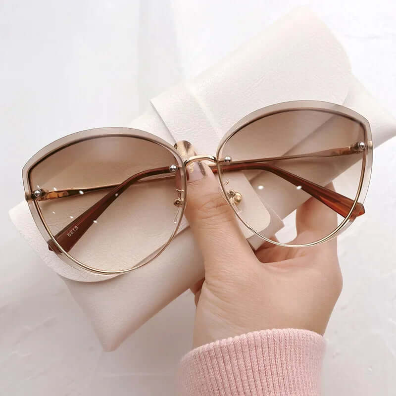 Sunglasses Women, Rimless Cat Eye Shape UV400