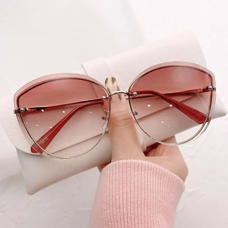 Sunglasses Women, Rimless Cat Eye Shape UV400