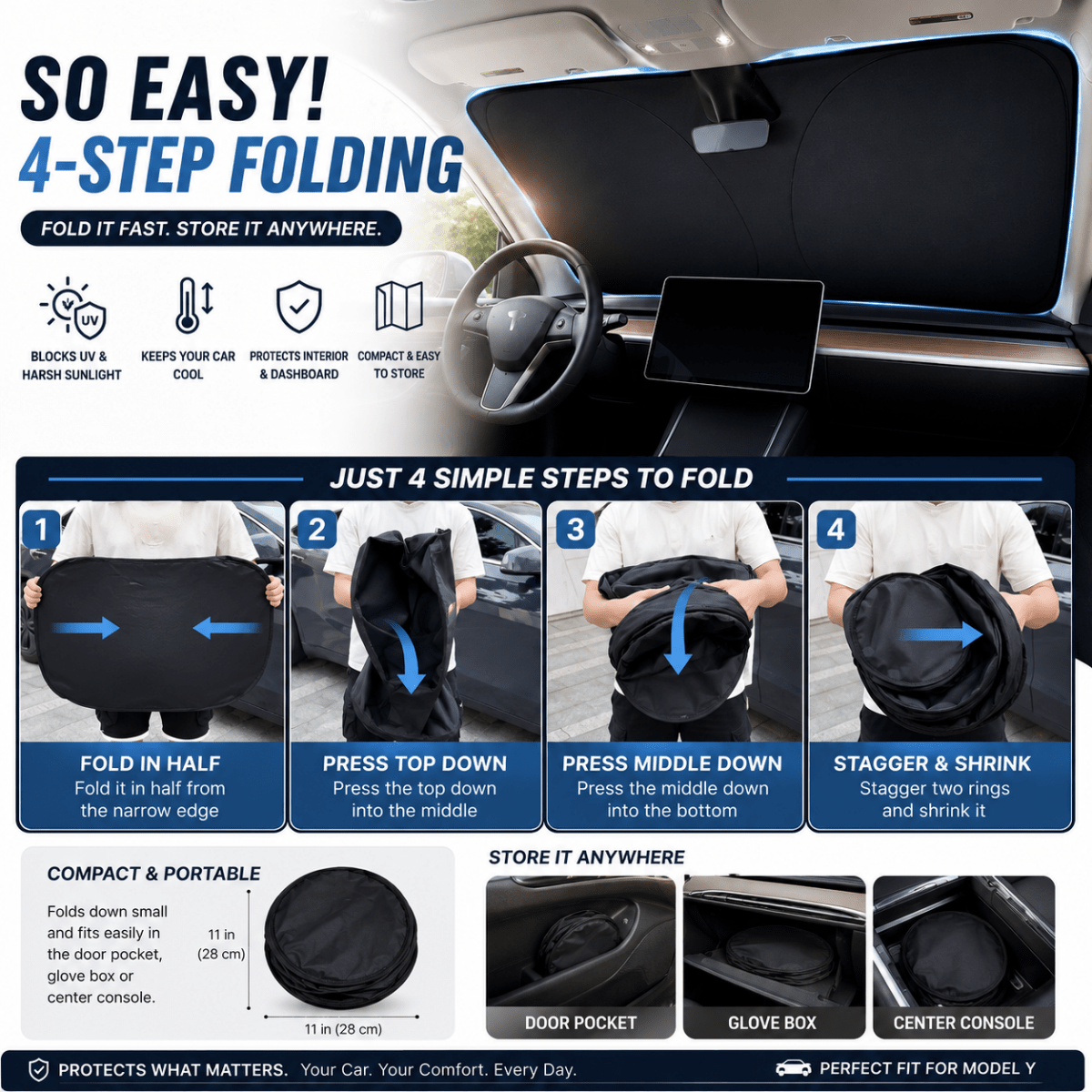 Sunshade Protector for Windshields in Summer Driving