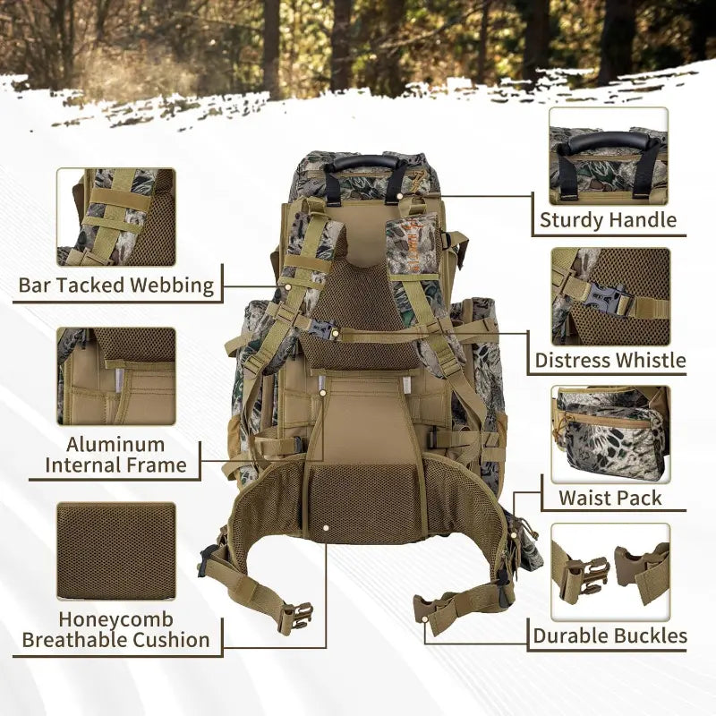 Tactical Camo Hunting Backpack for Outdoors