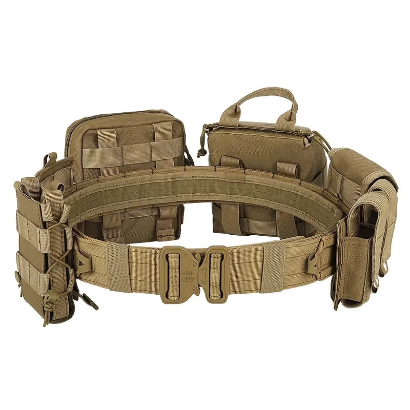 Tactical Combat Belt with 8-in-1 Molle Pouches
