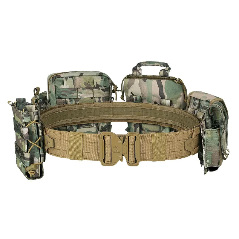 Tactical Combat Belt with 8-in-1 Molle Pouches