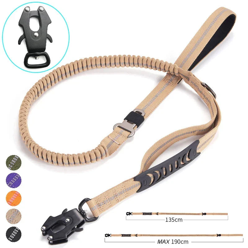 Tactical Heavy Duty K9 Bungee Dog Leash with Dual Handles