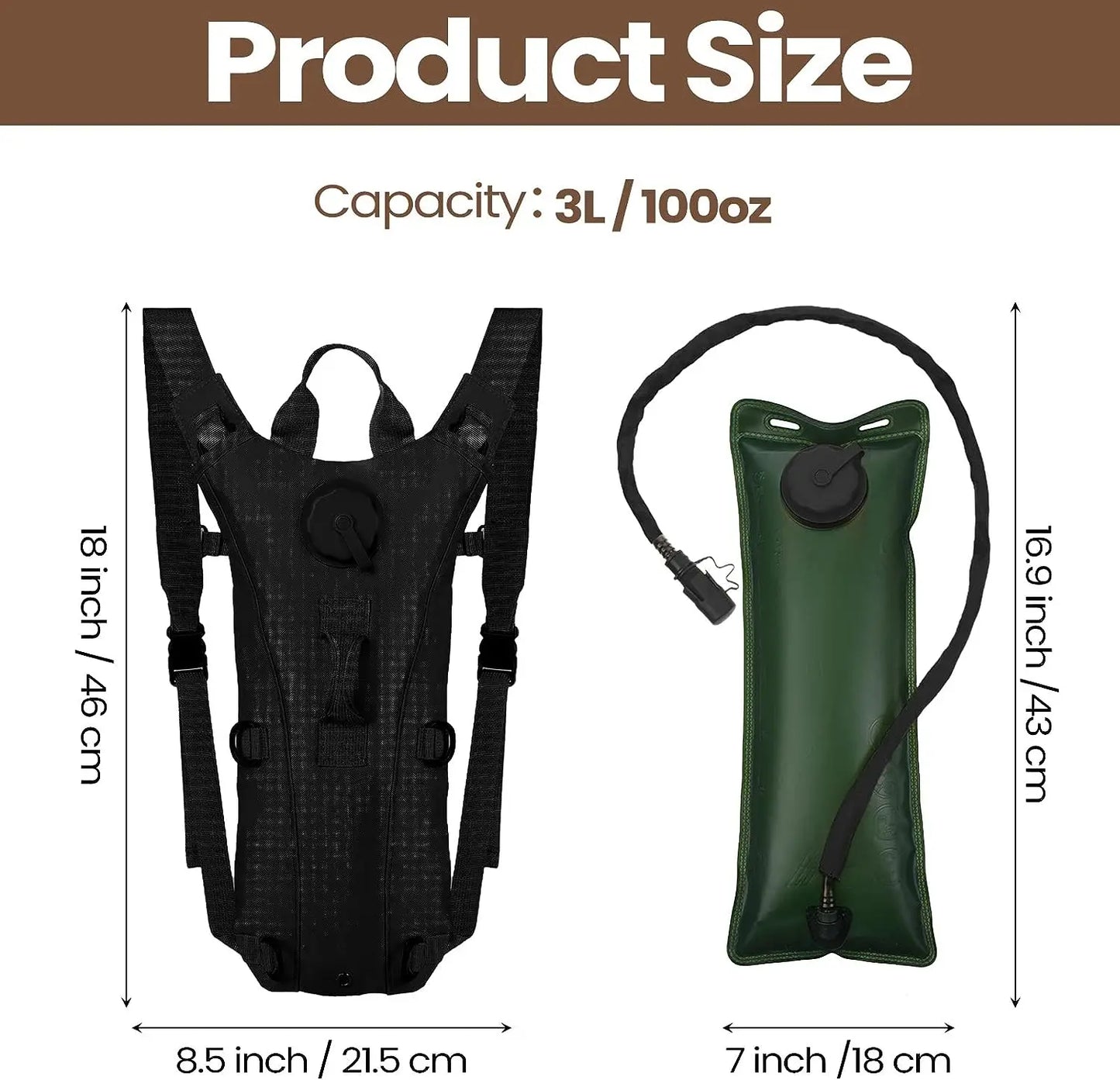 Tactical Hydration Pack with 3L Bladder