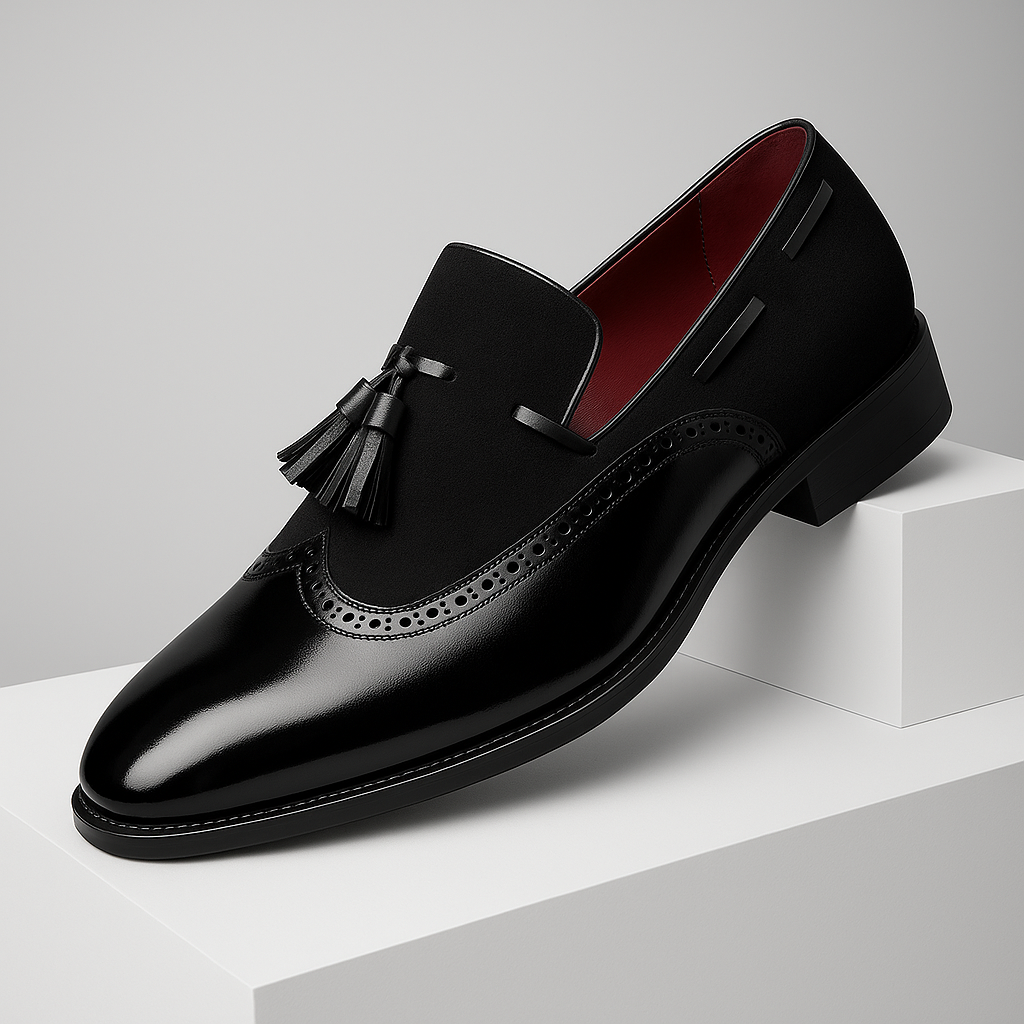 Tassel Loafers with Cushion & Brogue Detail