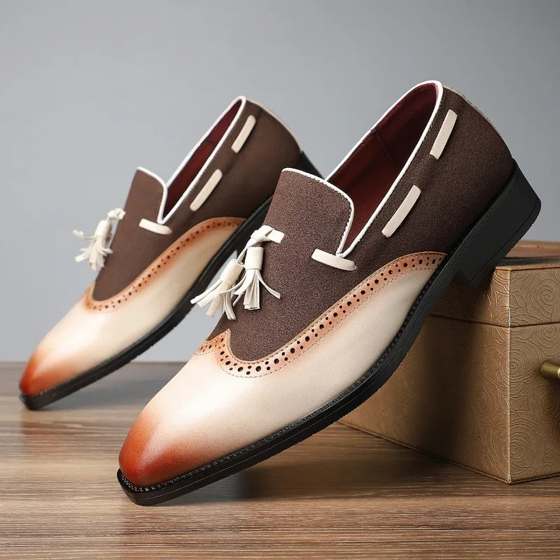 Tassel Loafers with Cushion & Brogue Detail