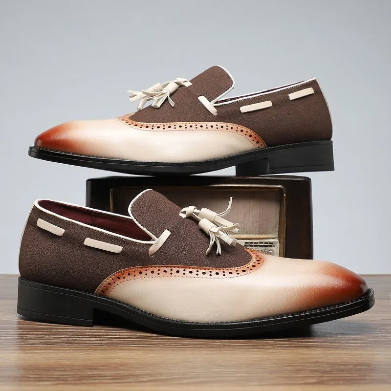 Tassel Loafers with Cushion & Brogue Detail