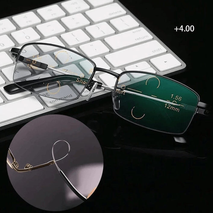 Titanium Progressive Distance and Near Range Dual-Use Reading Glasses