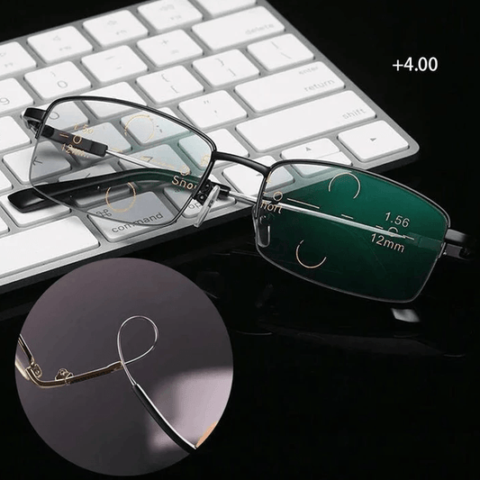 Titanium Progressive Distance and Near Range Dual-Use Reading Glasses