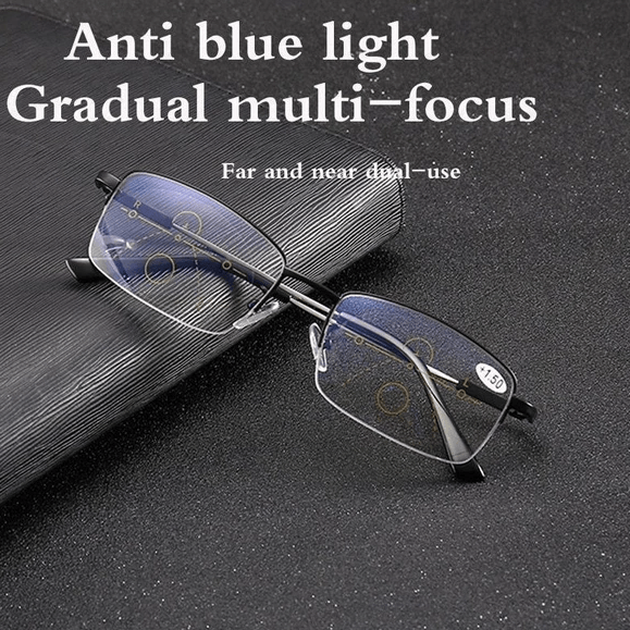 Titanium Progressive Distance and Near Range Dual-Use Reading Glasses