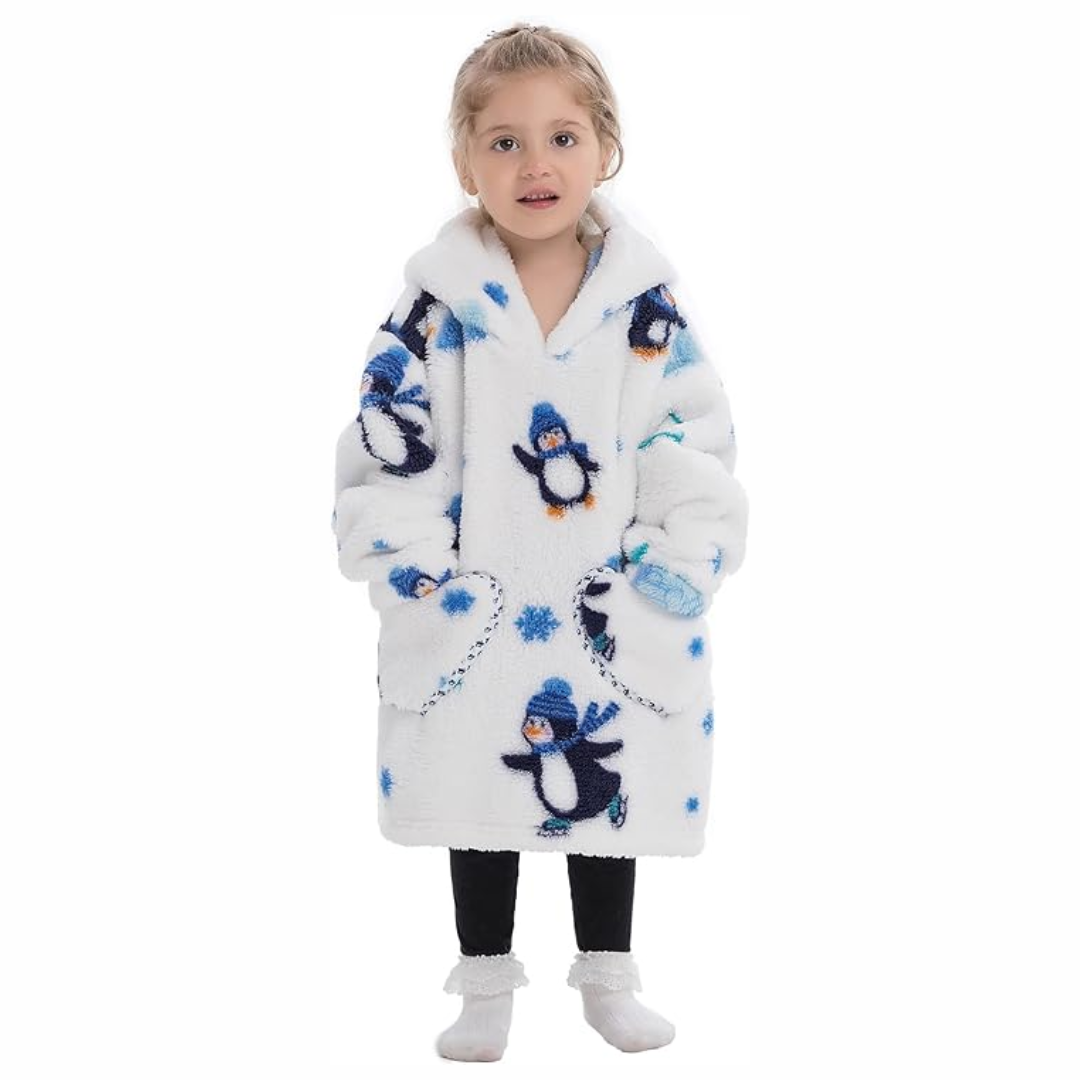 Toddler Hooded Blanket with Sleeves and Pockets