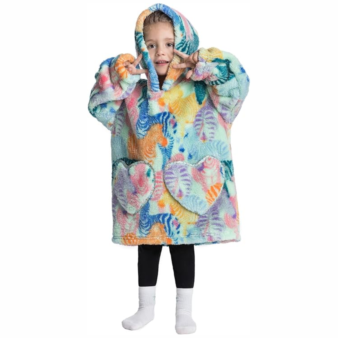 Toddler Hooded Blanket with Sleeves and Pockets