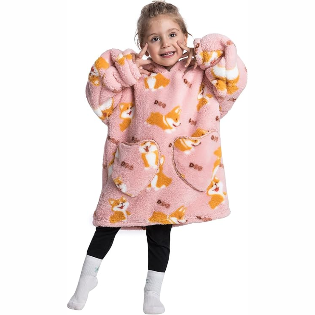 Toddler Hooded Blanket with Sleeves and Pockets