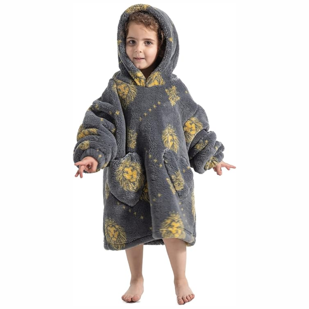 Toddler Hooded Blanket with Sleeves and Pockets