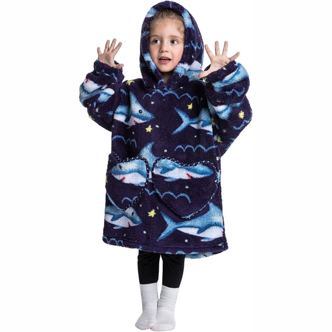 Toddler Hooded Blanket with Sleeves and Pockets