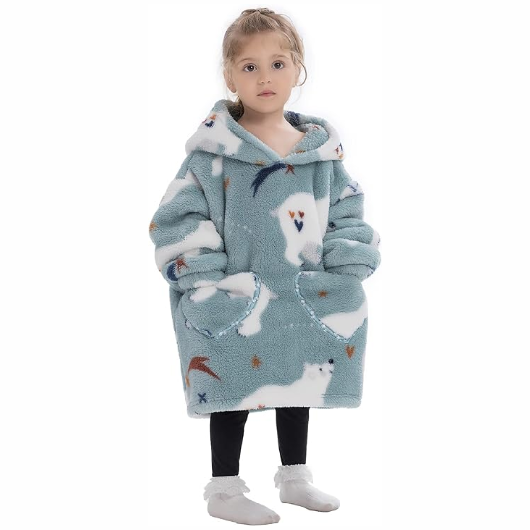 Toddler Hooded Blanket with Sleeves and Pockets