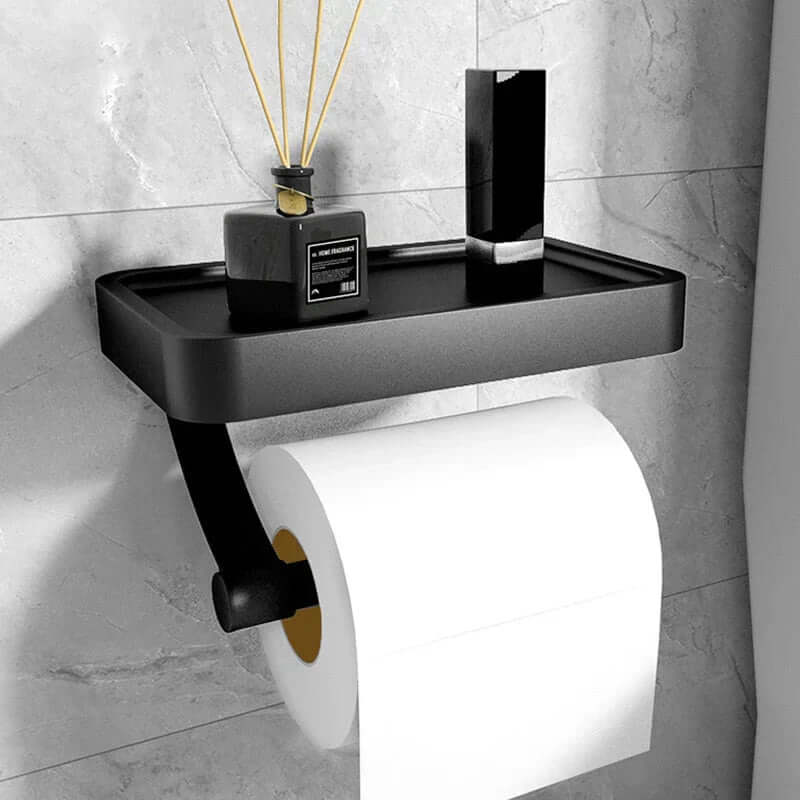 Toilet Paper Holder in Stainless Steel with Shelf