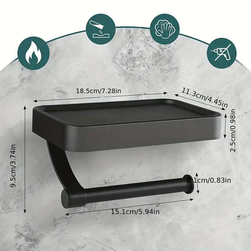Toilet Paper Holder in Stainless Steel with Shelf