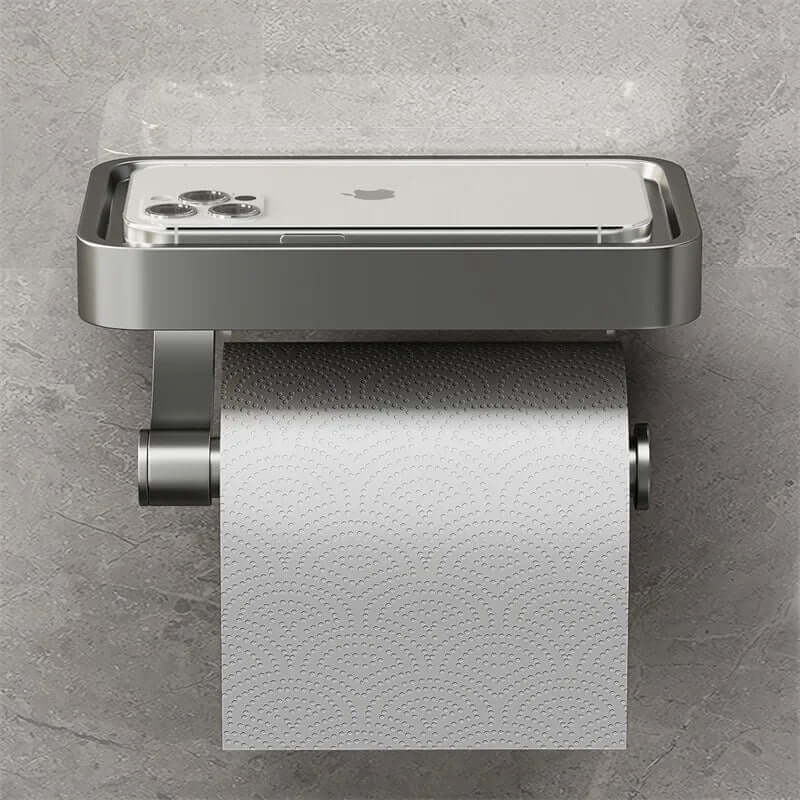 Toilet Paper Holder in Stainless Steel with Shelf