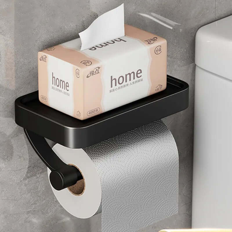 Toilet Paper Holder in Stainless Steel with Shelf