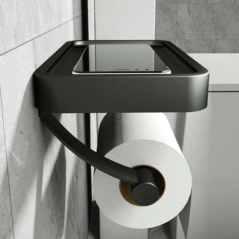 Toilet Paper Holder in Stainless Steel with Shelf