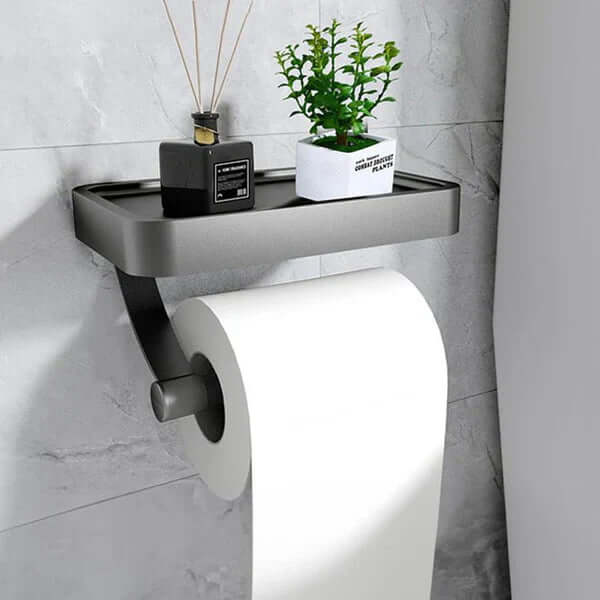 Toilet Paper Holder in Stainless Steel with Shelf