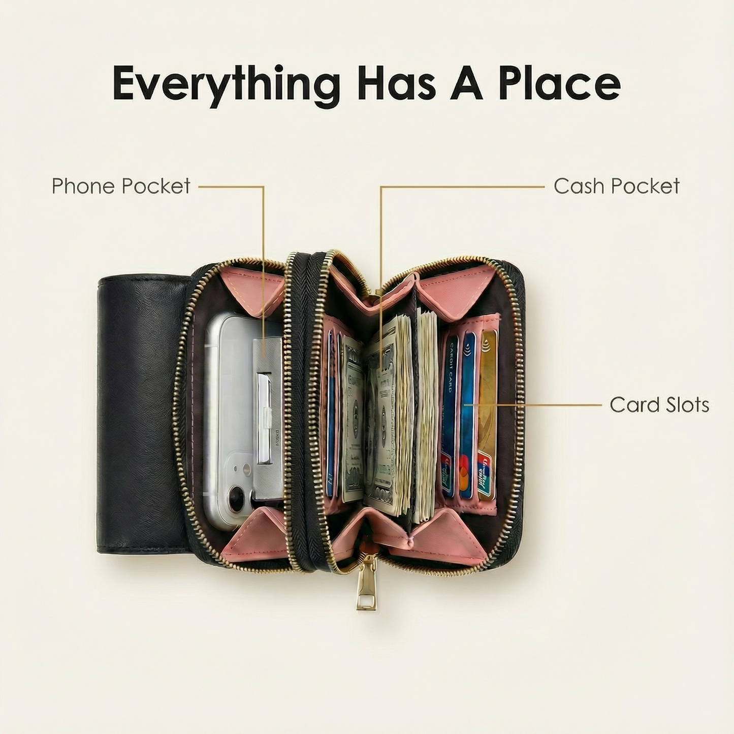 Touch through crossbody phone purse