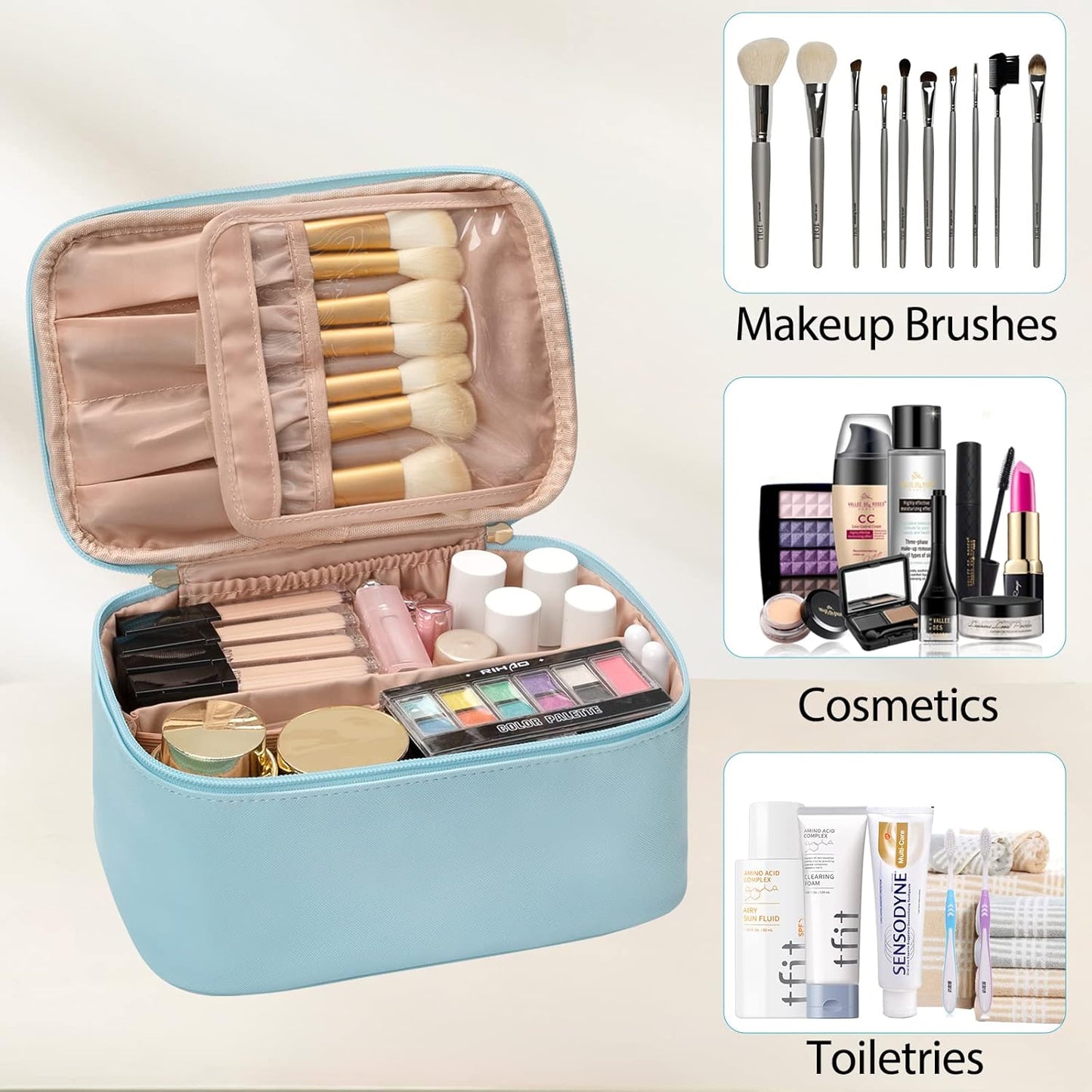 Travel-Friendly Makeup Organizer with Dividers