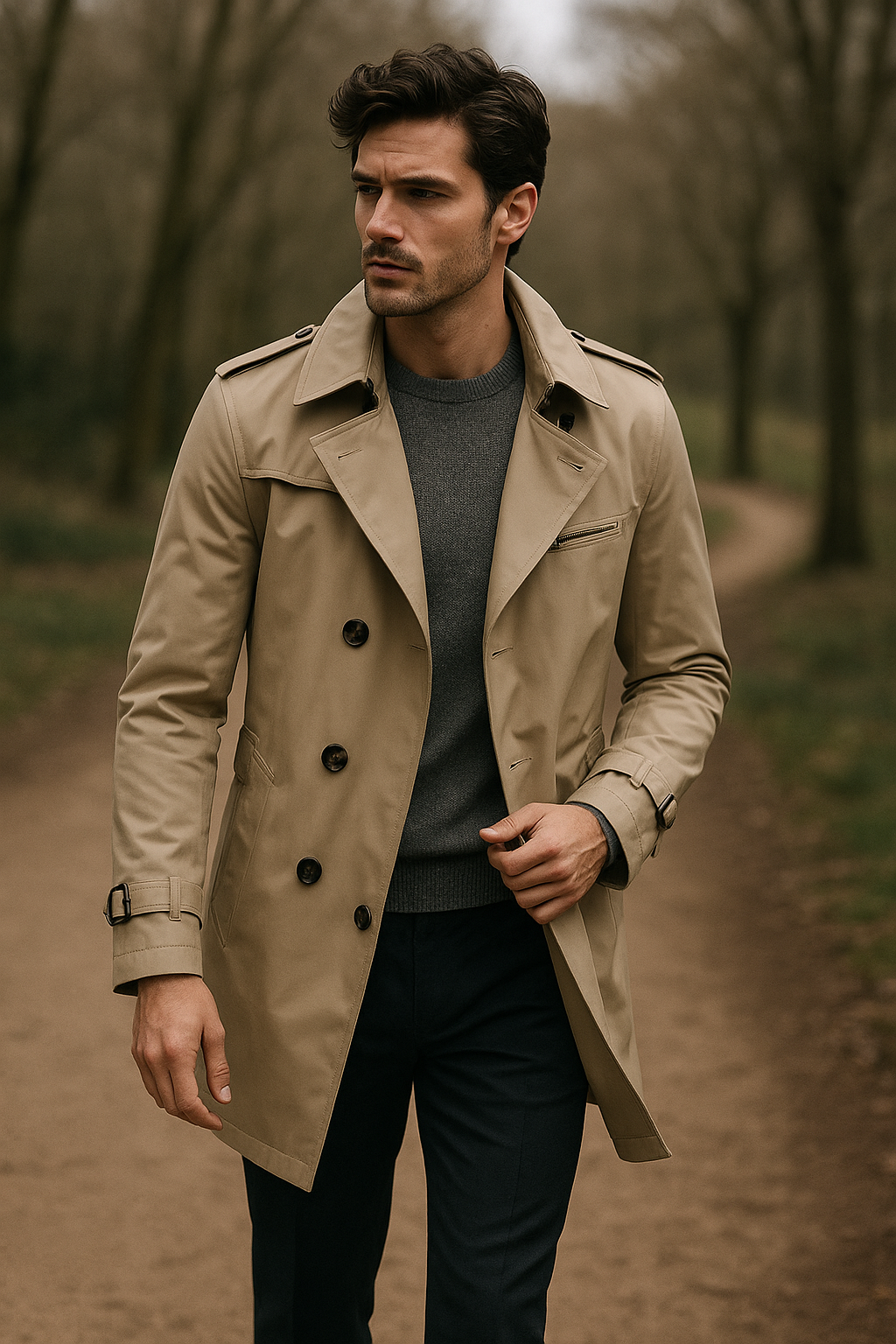 Trench Coat for Men | Structured Elegant Cut | Comfort and Style