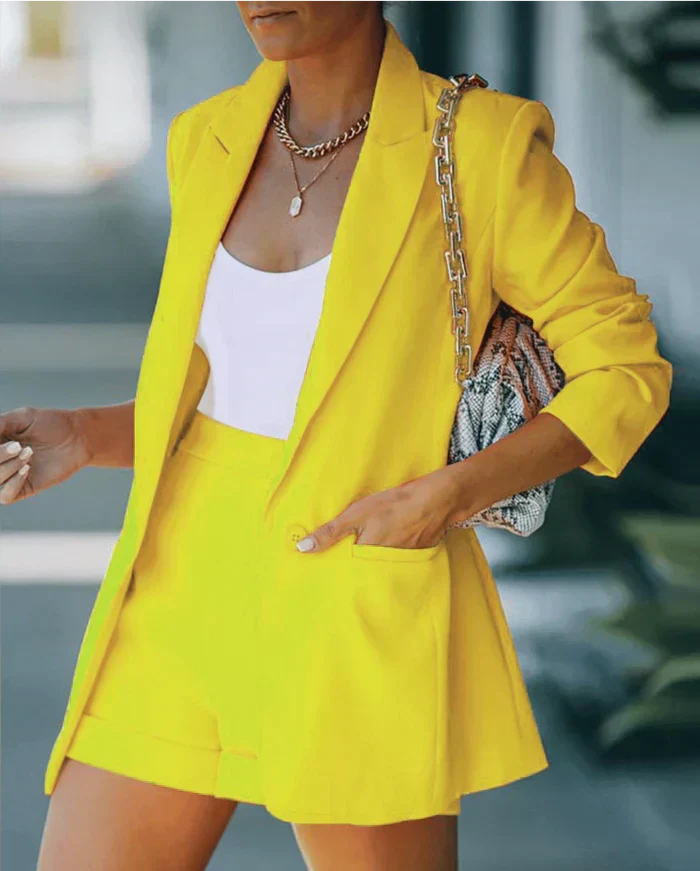 Trendy Elegant Blazer Short Set - Clothing for Women