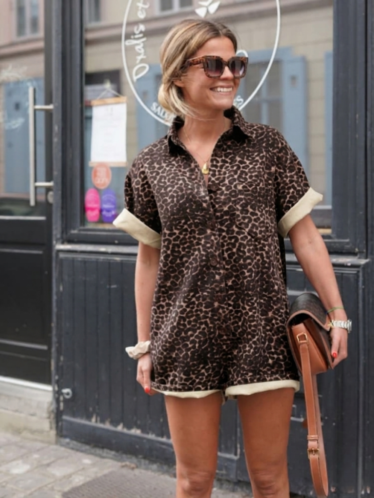 Trendy Mini Cheetah Printed Romper for Casual Chic