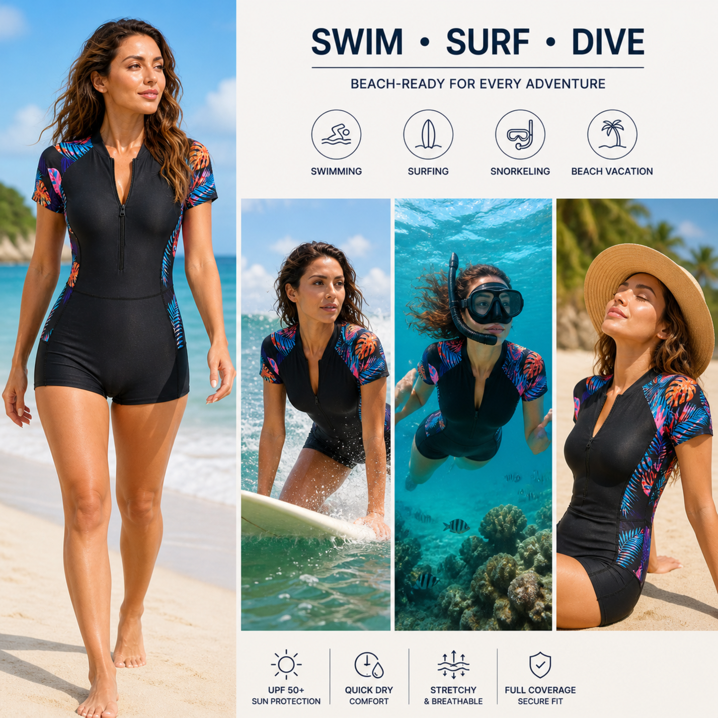 Tropiflow Short Sleeve One Piece Suit