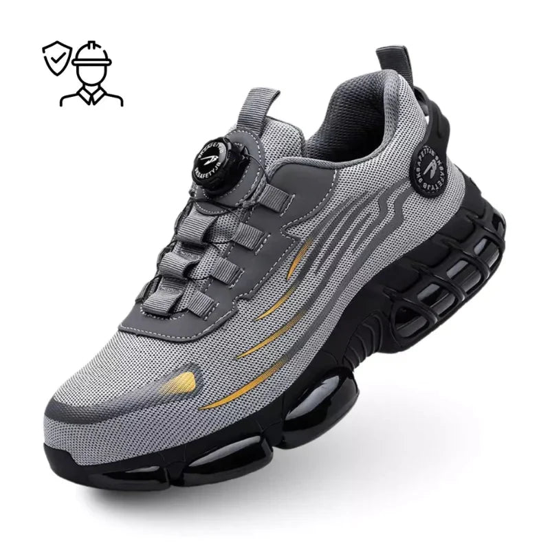 Ultralight, durable safety shoes with steel toe and adjustable buckle
