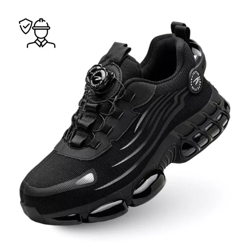 Ultralight, durable safety shoes with steel toe and adjustable buckle