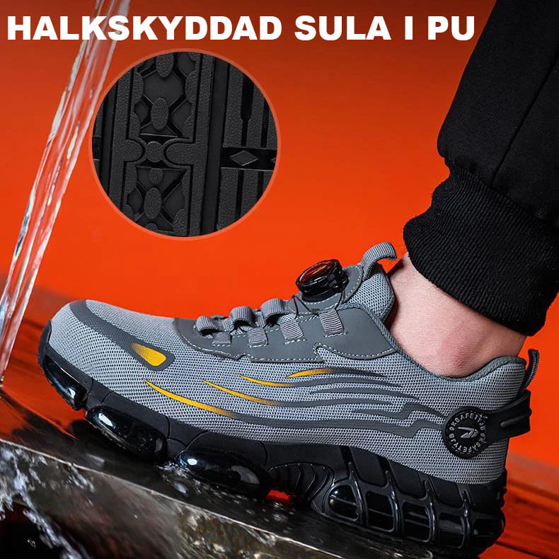 Ultralight, durable safety shoes with steel toe and adjustable buckle