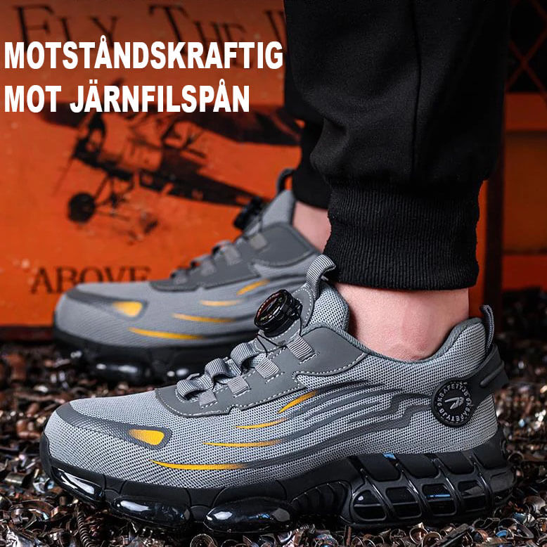 Ultralight, durable safety shoes with steel toe and adjustable buckle
