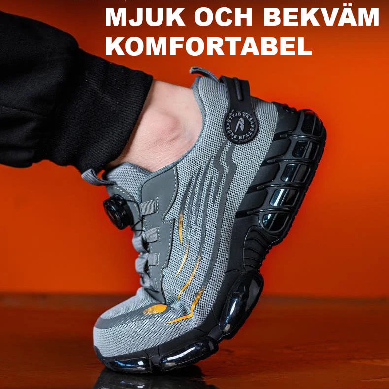 Ultralight, durable safety shoes with steel toe and adjustable buckle