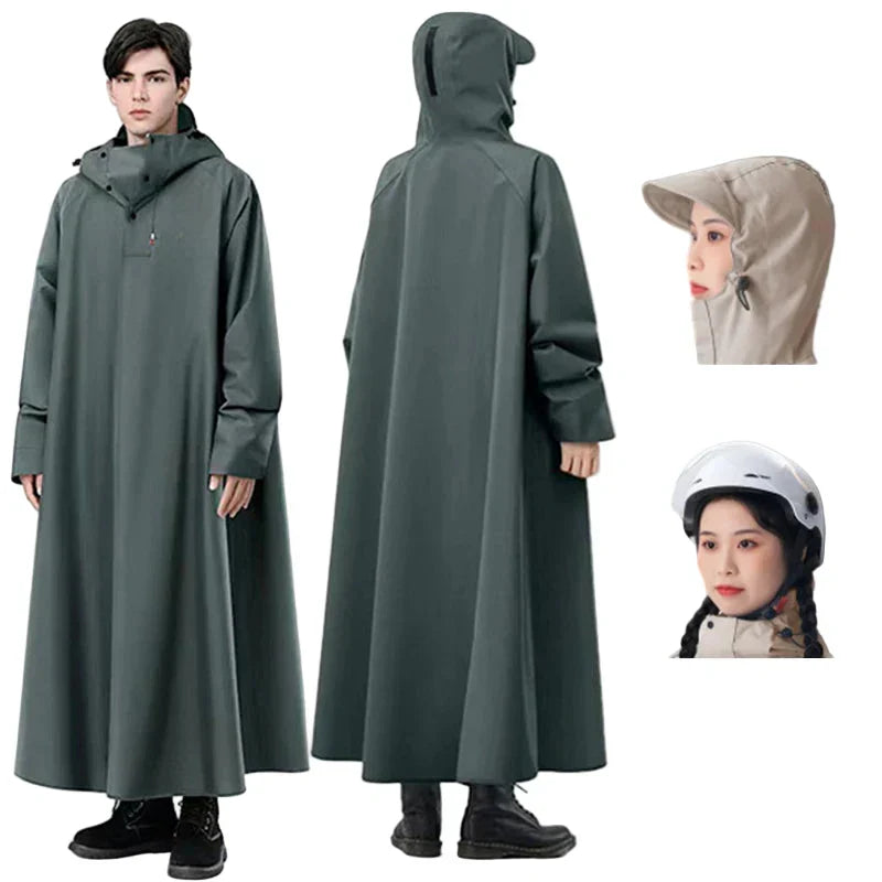 Unisex Long Rain Poncho - Waterproof & Comfortable