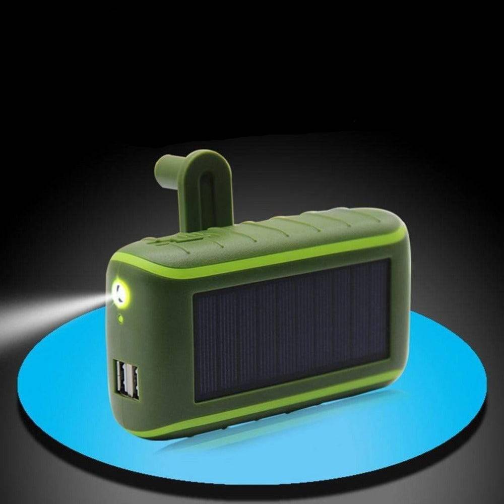 USB Hand Crank Solar Power Bank with Flashlight