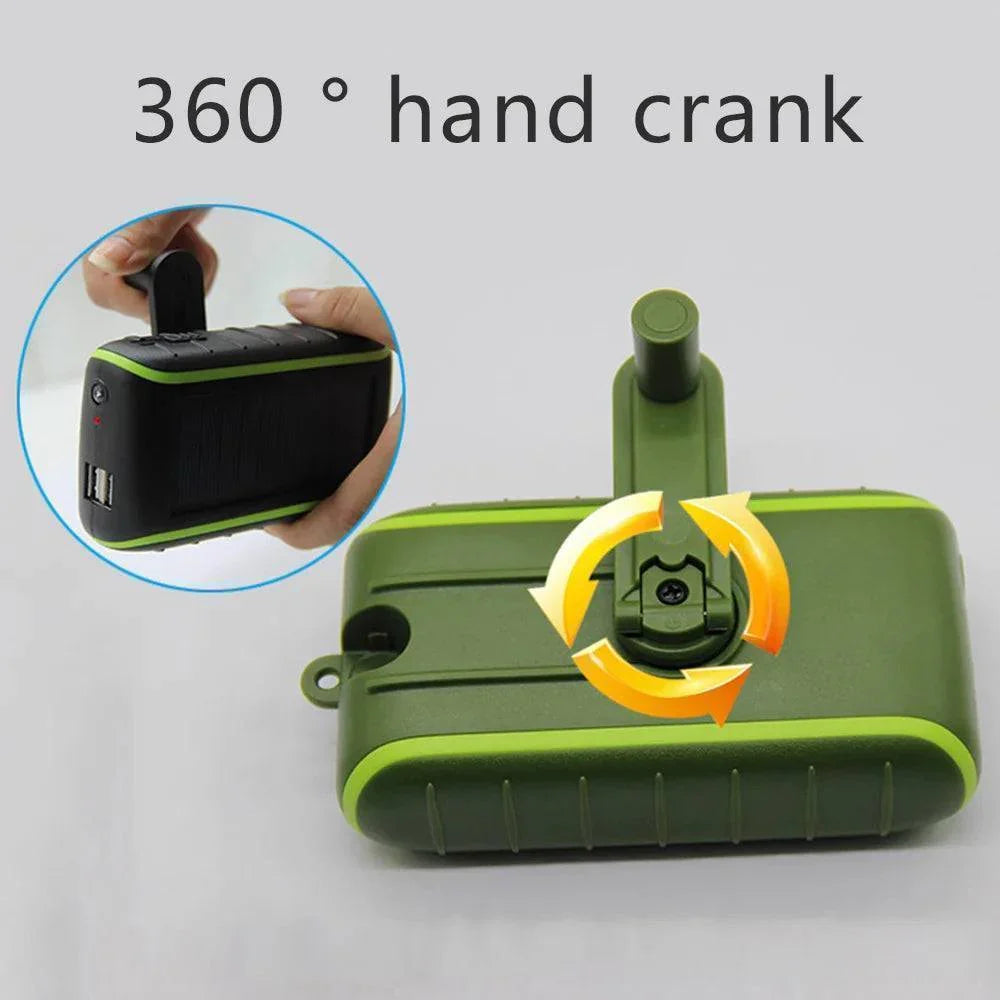 USB Hand Crank Solar Power Bank with Flashlight