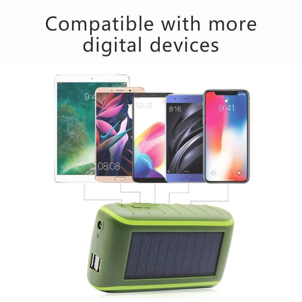 USB Hand Crank Solar Power Bank with Flashlight