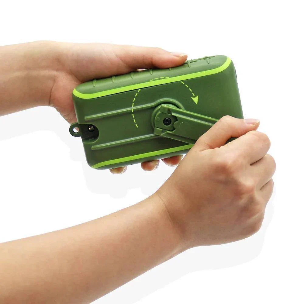 USB Hand Crank Solar Power Bank with Flashlight