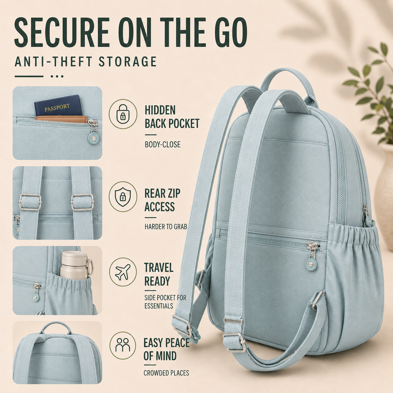 Vellora Casual Nylon Mini Backpack
